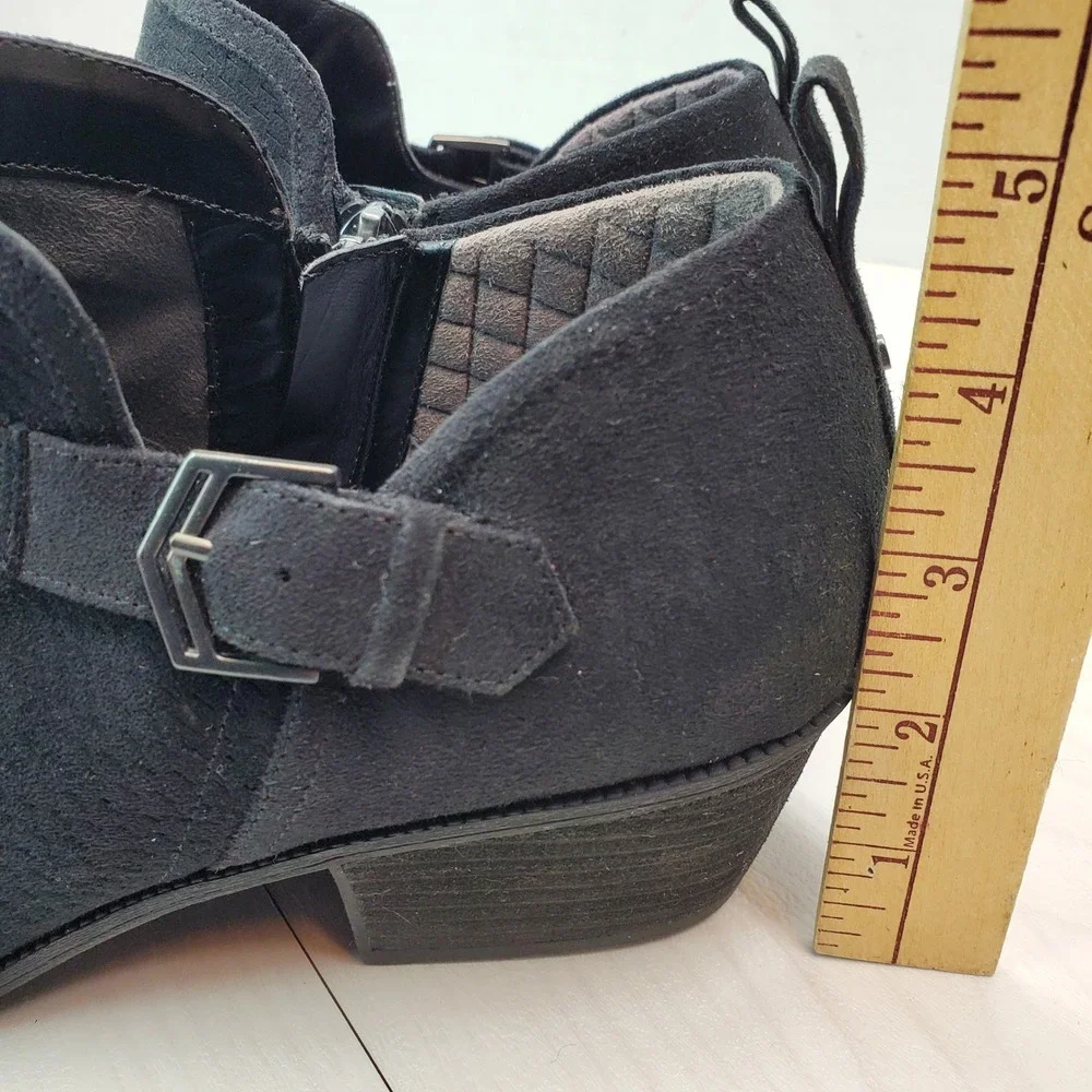 Dr Scholls Womens Black Suede Ankle Boot Side Zip Buckle Detail Comfort Size 10M